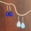 Серебряные серьги-капли с натуральным зеленым камнем кошачий глаз агат