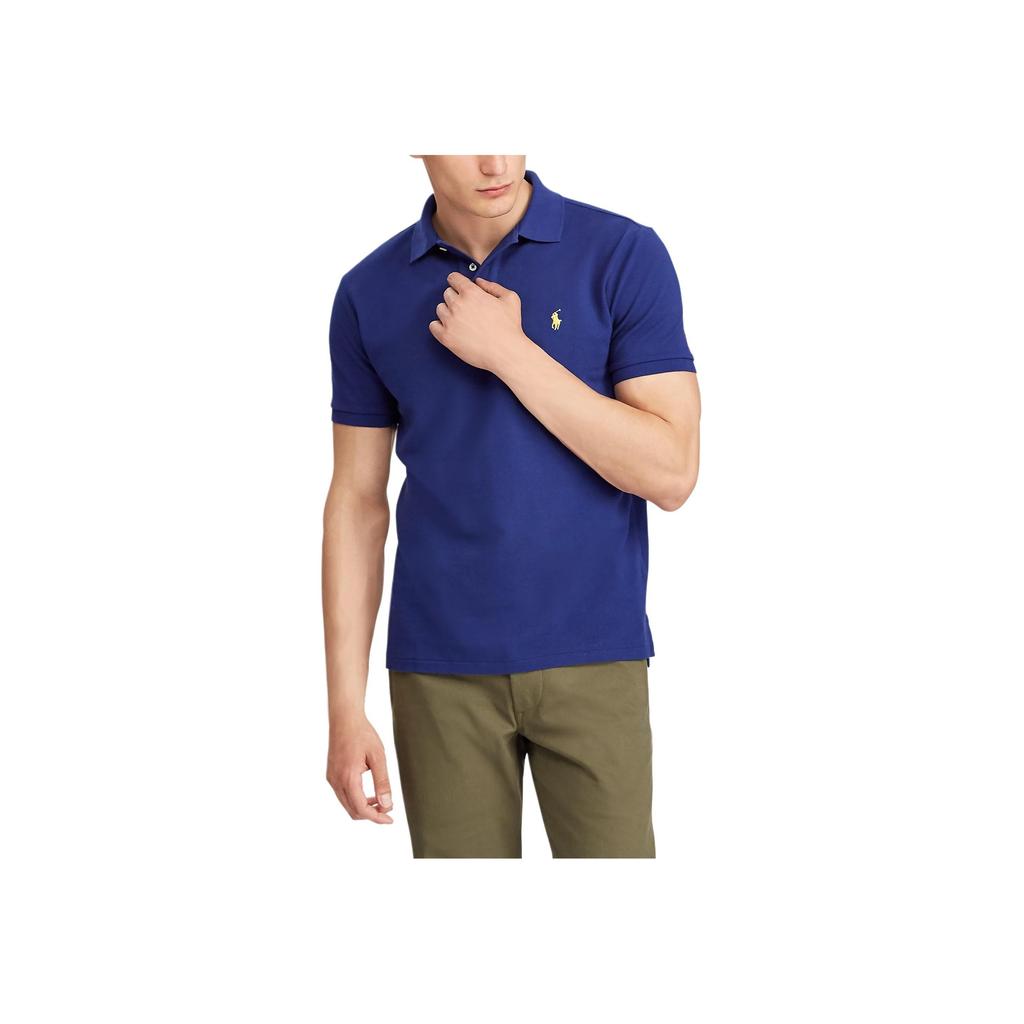 Polo Ralph Lauren Solid Color Polo Neck Short Sleeve Polo Shirt Men Tops Blue 710783656-003