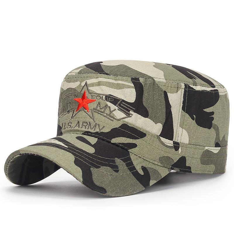 Men's Cotton Camouflage Embroidered Flat Top Sun Hat - Spring/Autumn Fashion & Versatile Sunshade for Women