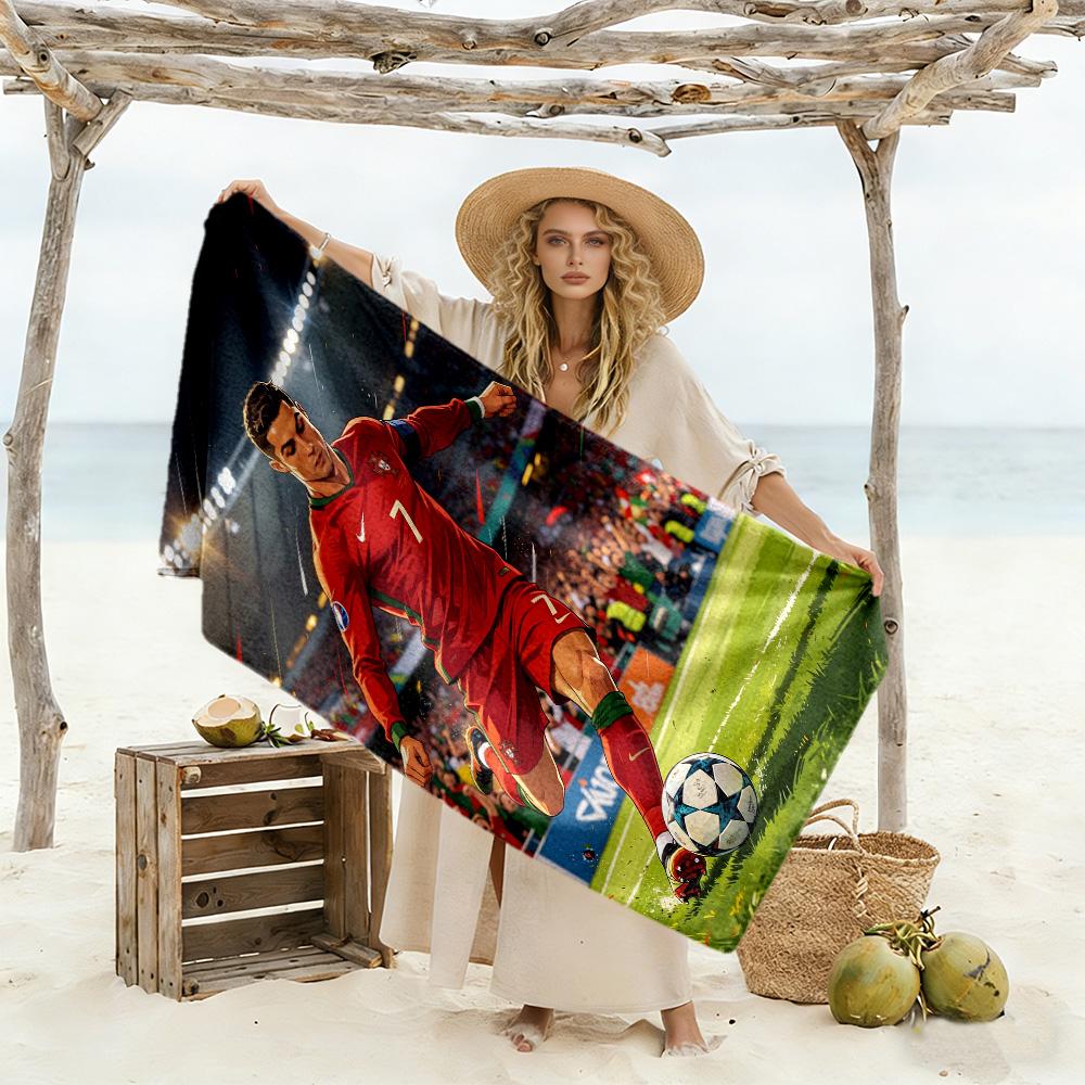 Cristiano Ronaldo Celebration Beach Towel Super Soft & Absorbent Comfortable Lightweight Suitable for Swimming, Gym, Camping, Yoga Vacation