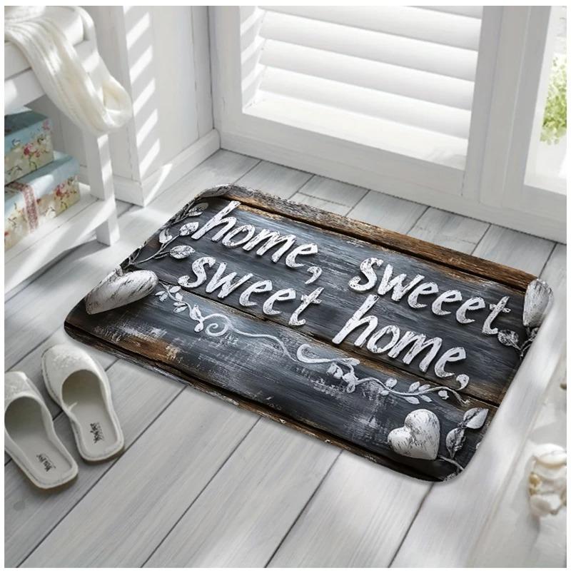 Retro Wooden Sign Pattern 3D Doormat Halloween Decorative Mat Indoor and Outdoor Anti-slip Universal Mat