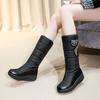 Winter Women Platform Snow Boots Crystal Fox Black Brown Down Plush Casual Travel Lady Round Toe Wedge Heels Mid-calf Boots