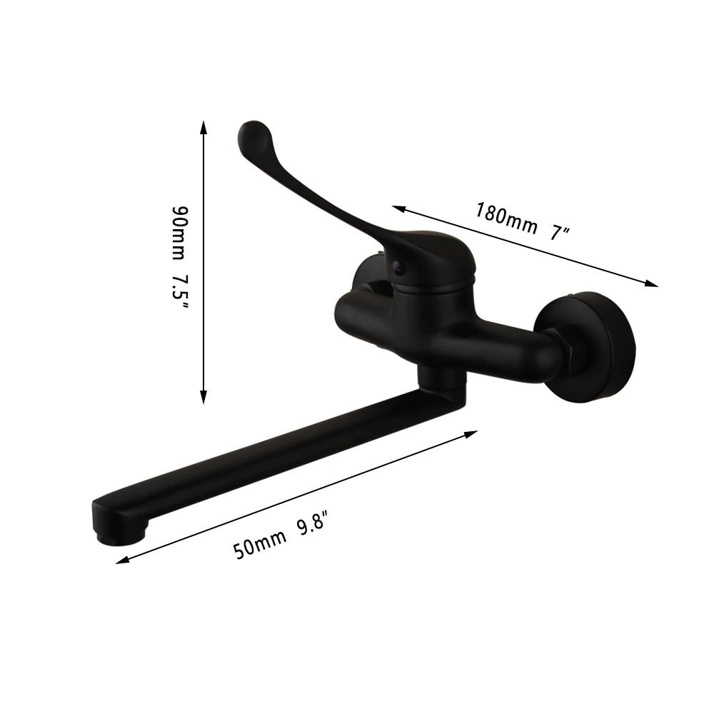 Torayvino Matte Black Brass Long Handle Bathroom Basin Sink Faucet Medical Hygiene Faucets Deck Mounted Cold and Hot Mixer Tap