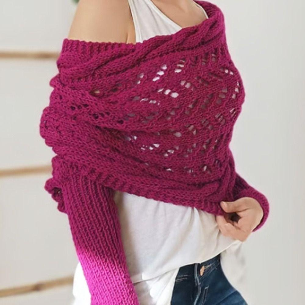 Cable Sweater Shawl Wrap Solid Color Knitted Cable Wrap Creative Gift Knit Scarf Sweater  for Women