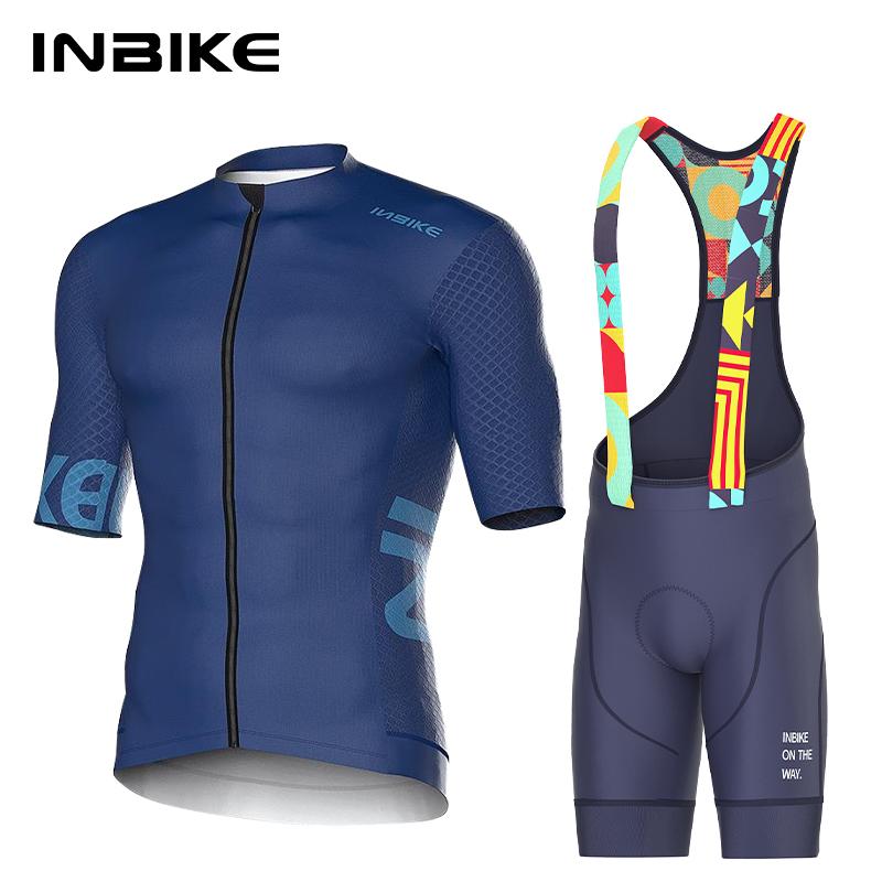 INBIKE Мужская велосипедная майка Дорожные велосипедные шорты Велосипедная майка с коротким рукавом на молнии Велосипедный комбинезон Дышащий летний комплект велосипедной формы
