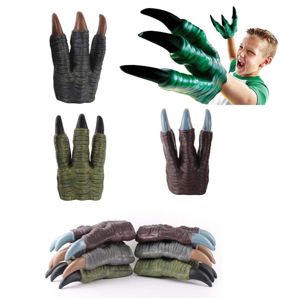 Dinosaur Glove Toy Brown Puppet Gloves Realistic Dragon Claws Monster Cosplay for Halloween Party
