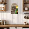 Rustic Wall Art Decor Mason Jar Shape Decoration, Wooden with Sunflower Print, Housewarming Gifts for New Home Retro Hanging Farmhouse Kitchen Living