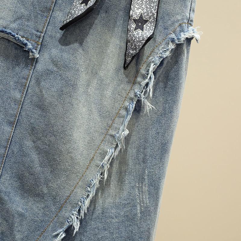 Sexy and Irregular Denim High Waist A-line Skirt with Plus Size for Women