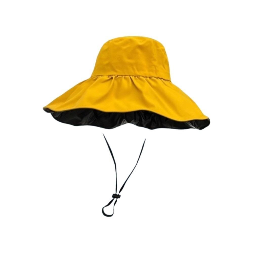 Solid Color Women Fisherman Hat Anti-Ultraviolet Foldable Wide Brim Sun Hat Adjustable Sunshade Sun Protection Hat