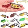 Bass Fishing Lure 9pcs  Silicone Frog Fishing Lure 3D Eyes Hollow Body Frog Topwater Soft Baits Lure