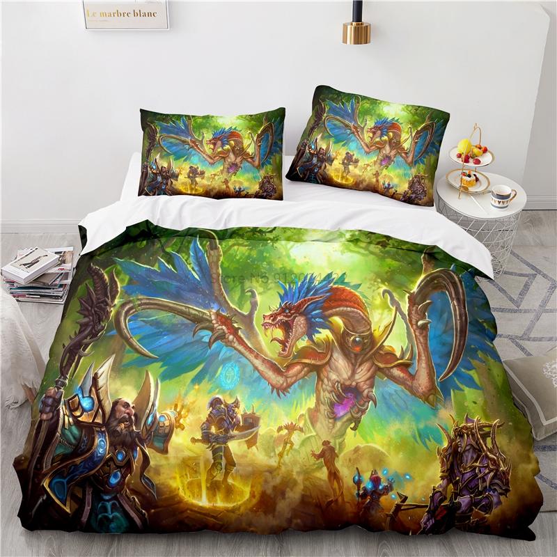 World of Warcraft Games Bedding Set Horde Banner Flag Printed Duvet Cover Set Pillowcase Twin Full Queen King Size Drop Shipping