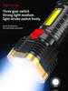 5 LED Flashlight High Power Rechargeable Waterproof Led Long-range Spotlight Battery Display COB Light Outdoor Multi-function