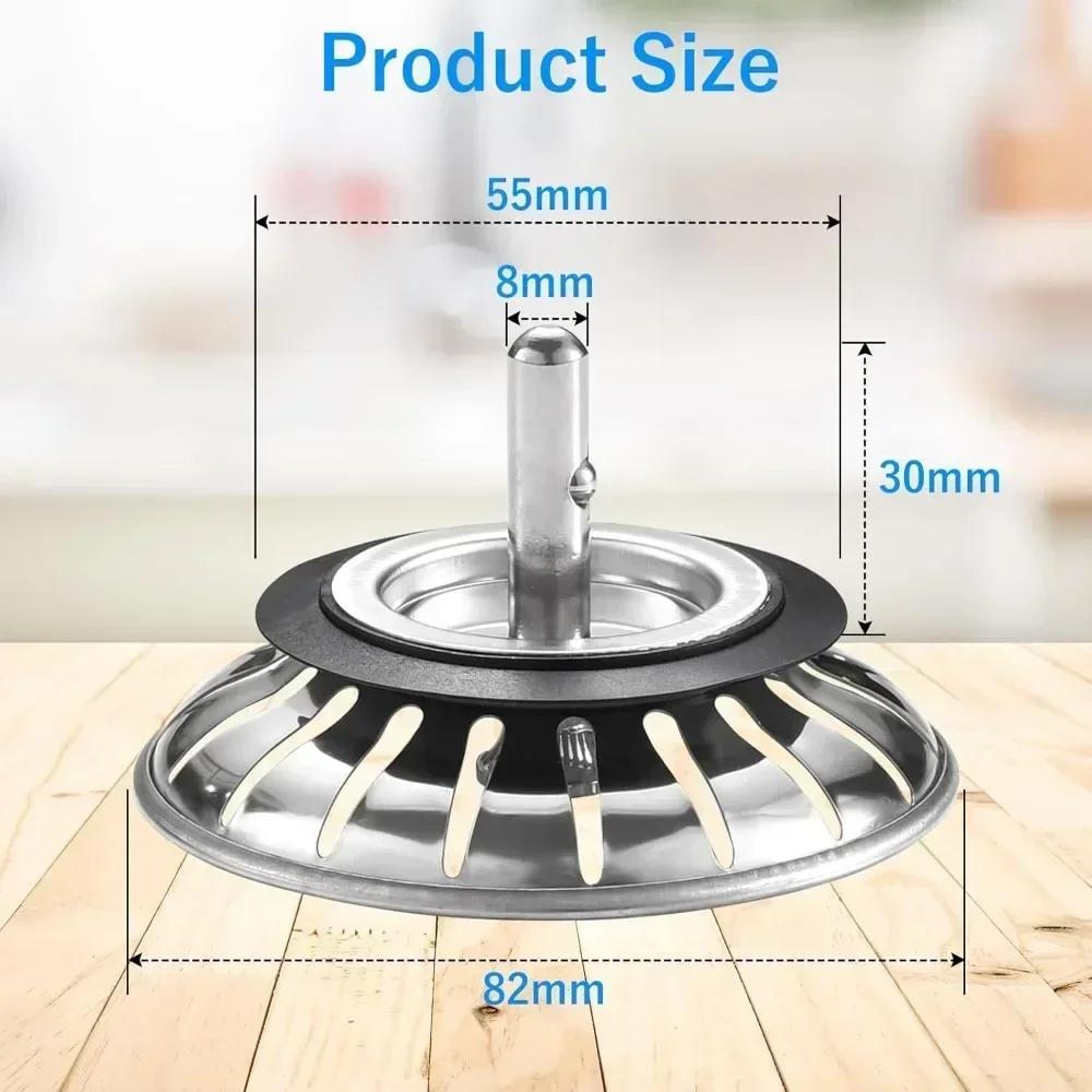 Stainless Steel Sink Filter Bathtub Drain Hair Catcher Kitchen/Bathroom Plug