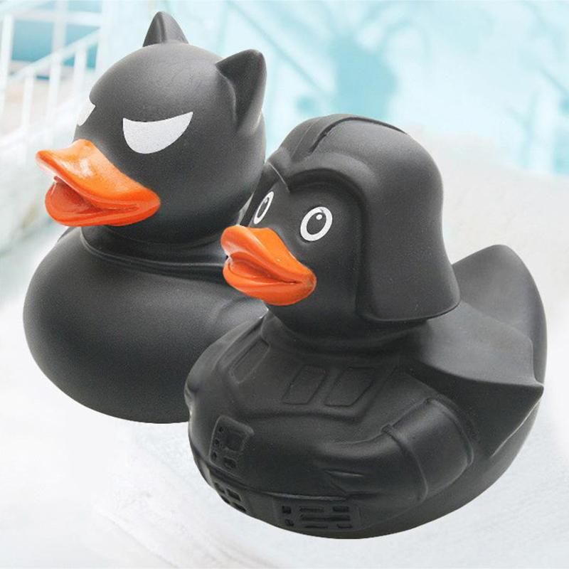 Черная резиновая уточка, украшение для приборной панели, милая утка, крутая шляпа джентльмена, плавательный круг, детская игрушка для ванны
