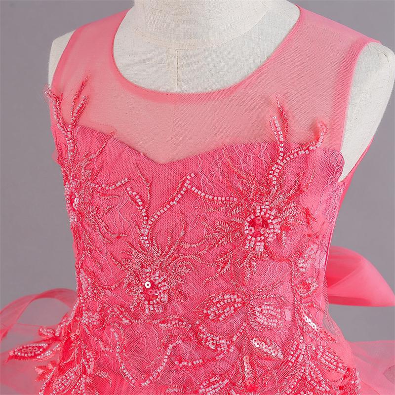 Платье принцессы для девочек, пышная сетчатая юбка, свадебное платье, вечернее платье, длинное платье с цветочным узором для девочек