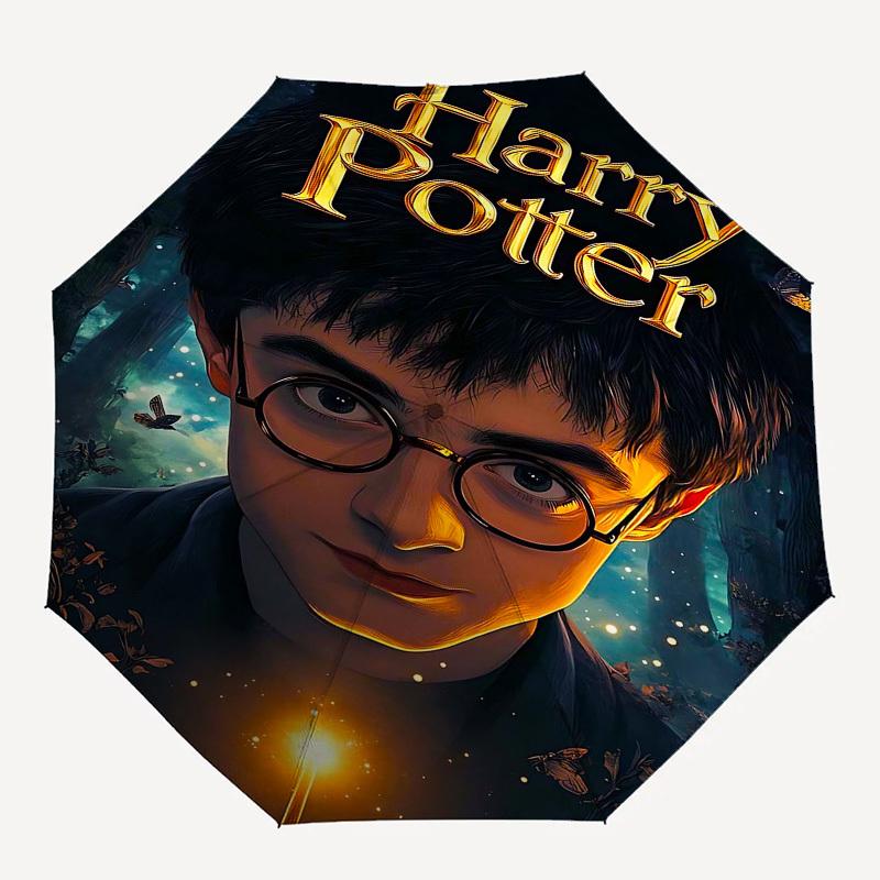 1pc Harry Potter Automatic Folding Umbrella - Compact 8-Rib Design, Durable Plastic & Iron1110L