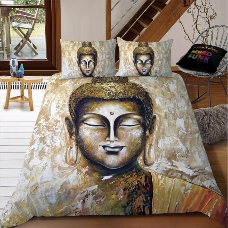 Комплект постельного белья с изображением Будды, цветной каменный комплект постельного белья для подростков, взрослых, размер Queen King, двуспальный, полиэстер, пододеяльник