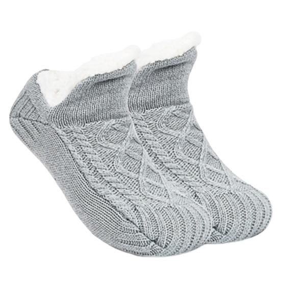 1 пара нескользящих носков для пола, теплые, комфортные, влагоотводящие, уютные, с флисовой подкладкой, вязаные, регулируемые, домашние носки-тапочки, праздничный подарок, зимние носки