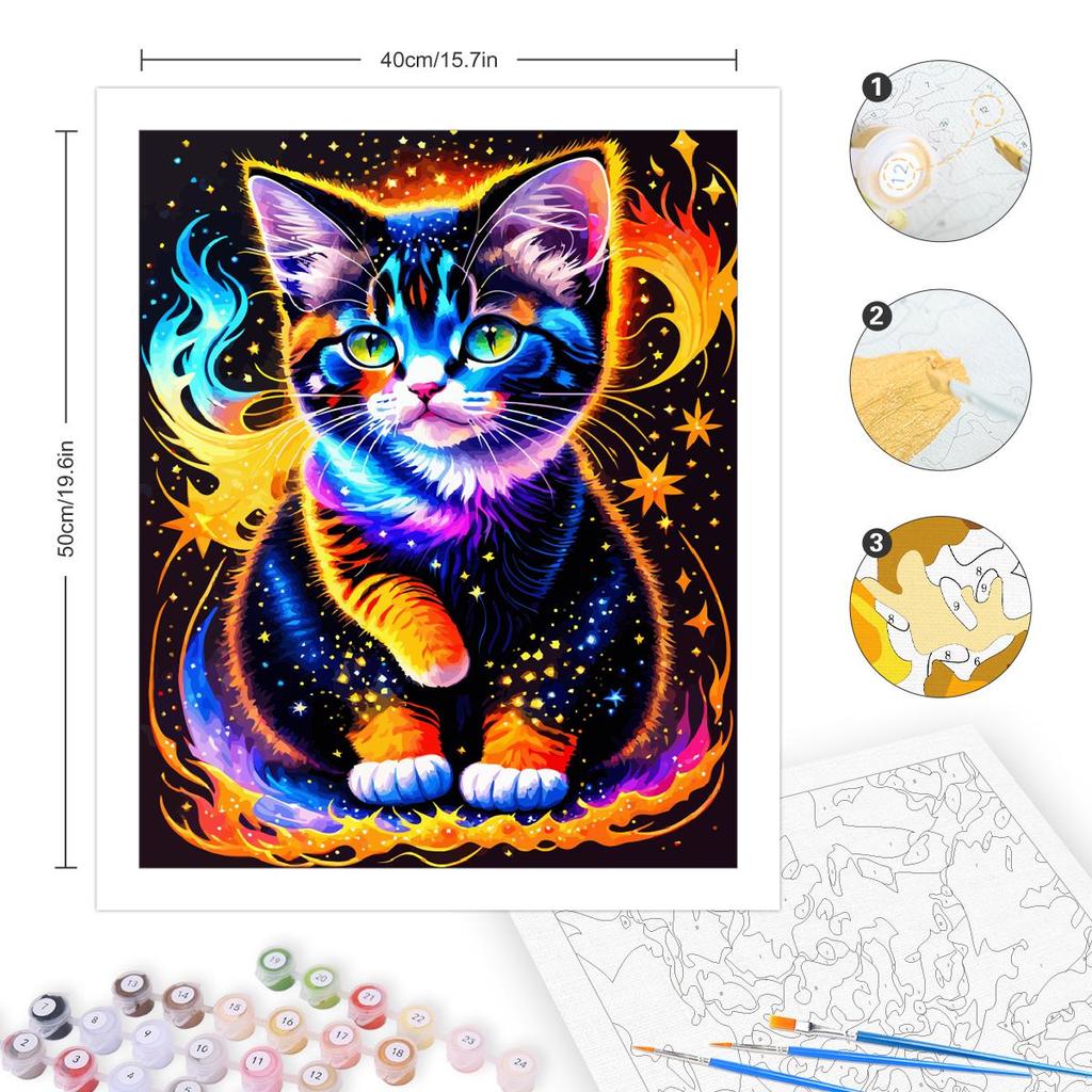 Frame Diy Painting By Numbers For Adults Kits Colorful Cat Handmade Animals Starter Kit For Home Decors 40x50cm