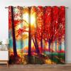 Red Maple Leaf Fall Lake Ocean Trees 3D Curtains 2 Panels Office Living Room Kitchen Bedroom Balcony Window Decor Curtains