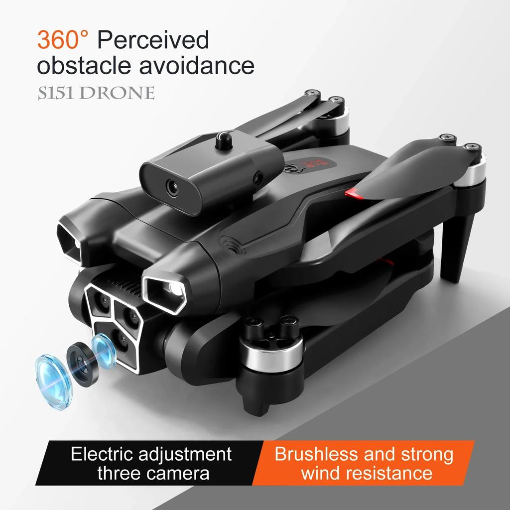 S151 remote-controlled optical flow brushless unmanned aerial vehicle with three cameras four axes obstacle avoidance drone