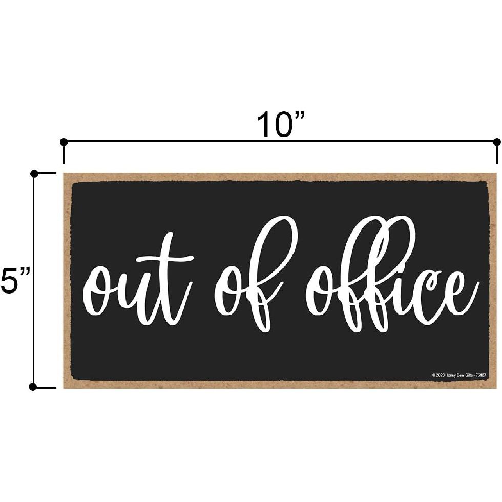 Honey Dew Gifts, Out of Office, Unavailable, In A Meeting, Away from Office Door Sign, Business Hanging Wood Sign, 10 Inch by 5 Inch, 76487