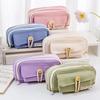 Student Cute Pencil Bag Button Cotton Cord Cloth Stationery Bag School Supplies Large Capacity Storage Bag DIY Children Pen Case