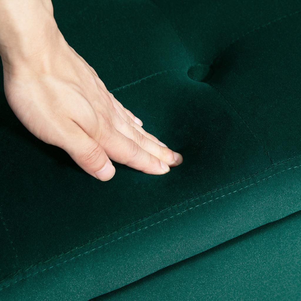 Upholstered Bench with Storage, Armrests, Velvet-Like Polyester, Rubberwood, 107 x 42 x 65 cm, Green
