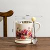 Оригинальная ретро кружка для дома, керамическая чашка для воды, офисная, большая емкость, креативная пара, цветочный сувенир