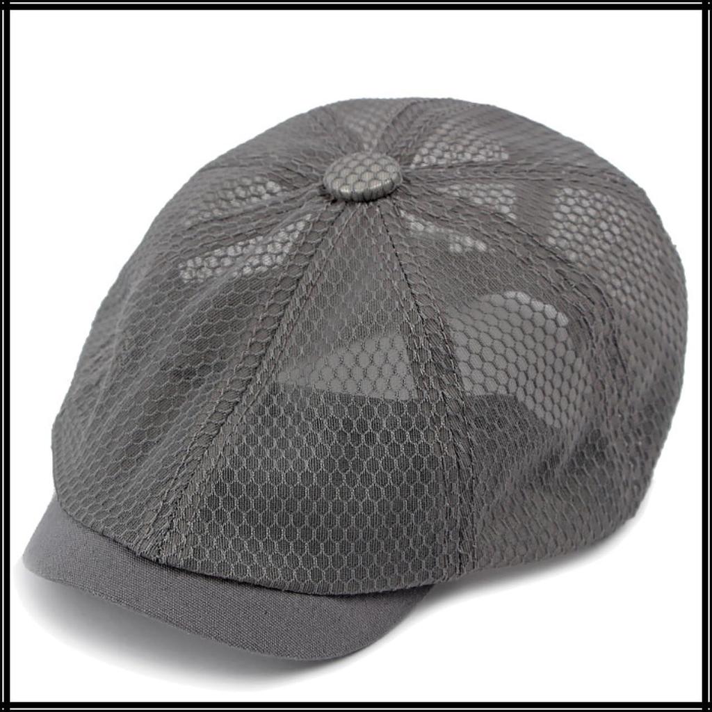 Full Mesh Octagonal Hat for Men and CZA242 [White Fang] Cap, Simple, Stylish, Women, (white)