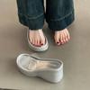 Transparent Slippers with High Heels and Thick Soles for Women's Outer Wear, Summer 2025 New Muffin Heightening Slope Heel Beach Sandals