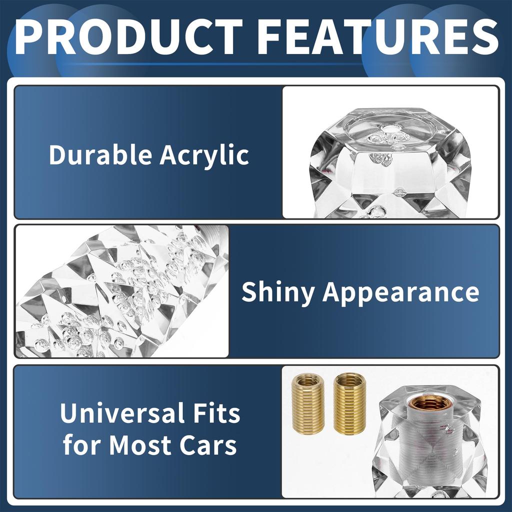 INFINAUTO Ручка переключения передач для автомобиля 15 см Универсальная автоматическая и механическая ручка переключения передач с 2 адаптерами Акриловая белая 1 комплект