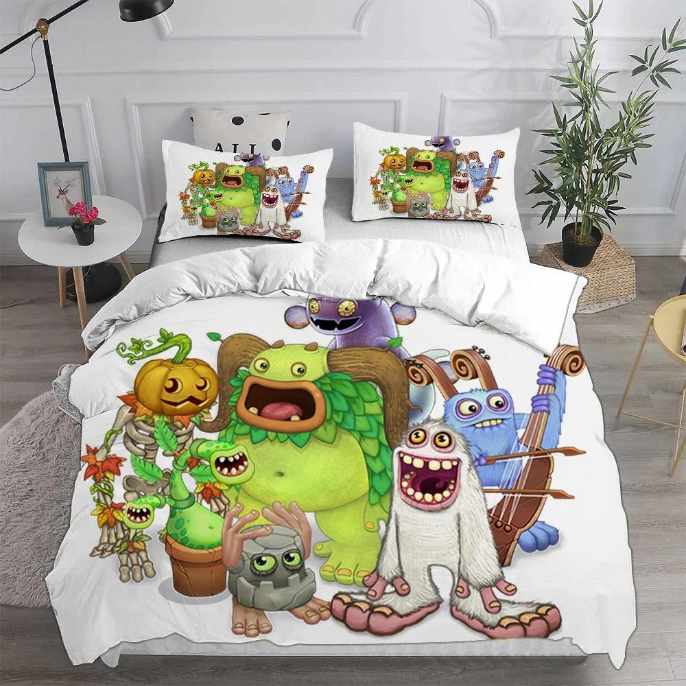 3D Cartoon Duvet Cover Bedding Set, My Game Singing Monsters Duvet Cover Pillowcase, Home Room Bedroom Decoration