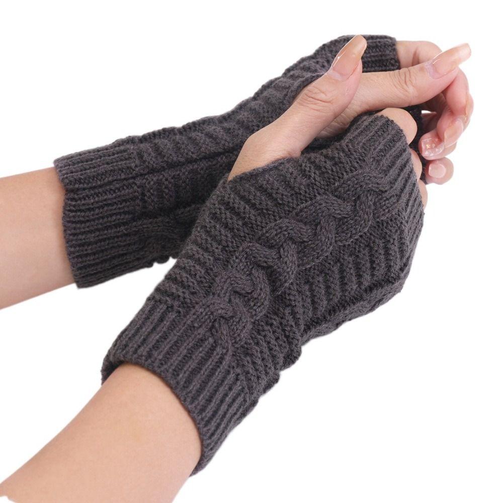 Outdoor Riding Mittens Knitted Gloves Half Finger Gloves Fashion Twists Gloves Men