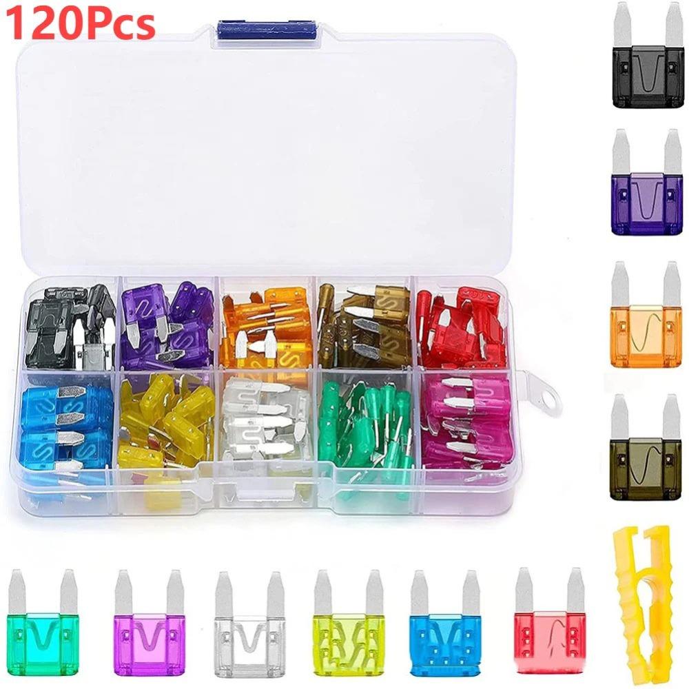 120pcs/box 2A-35A Fuse Combination Kit Plastic Box Auto Assortment Fuse Car Fuse Car Truck