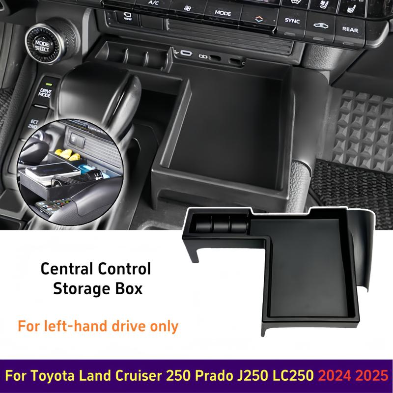 Премиальный ABS-поддон для центральной консоли для Toyota Land Cruiser 250 Prado 2024 Нескользящий ящик для хранения подлокотника Аксессуары для интерьера