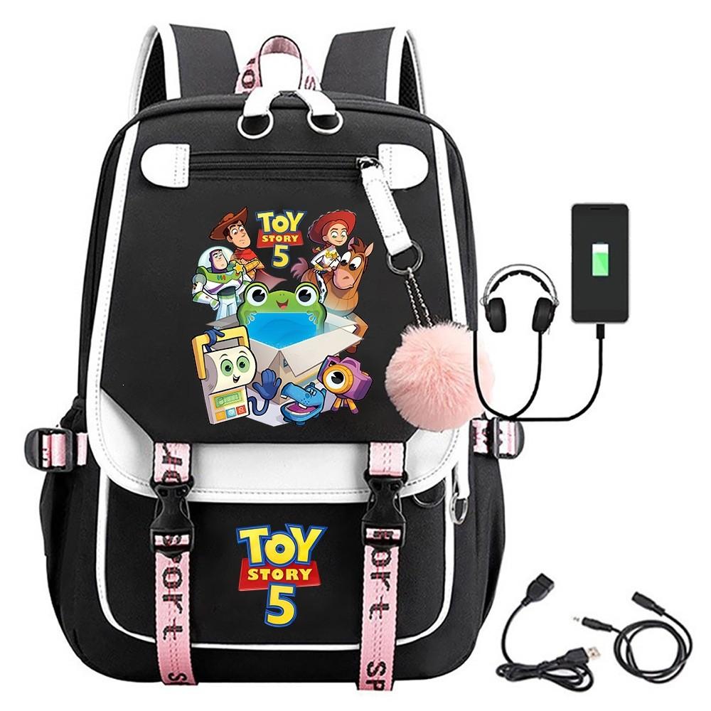 Toy Story 5 Printed Canvas Backpack With Breathable Design For Middle School Students And Travel