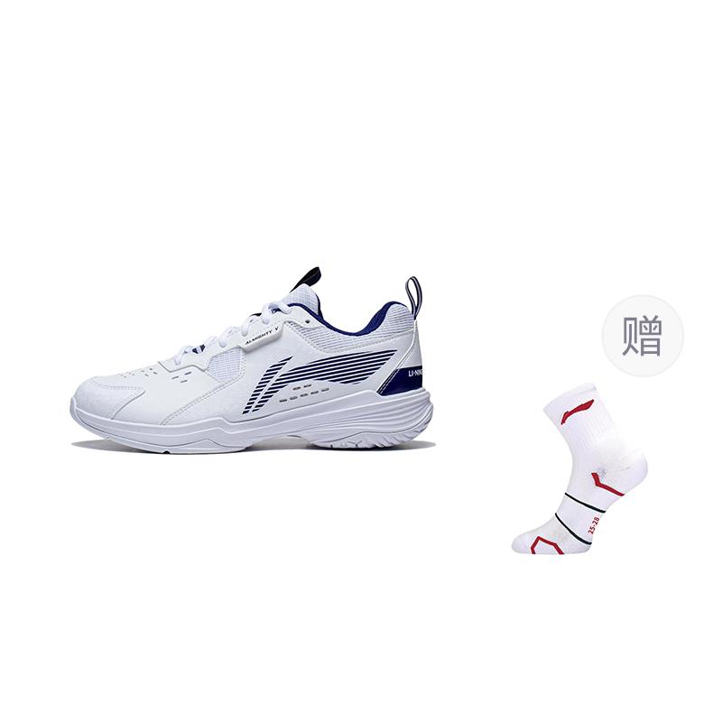 Li Ning Ace V Collection Нескользящие, износостойкие, дышащие низкие бадминтонные кроссовки Унисекс Белый Синий AYTT001-3