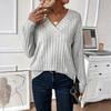Women's Fashion Long Sleeve Ribbed Elegant Commuting And Casual Top
