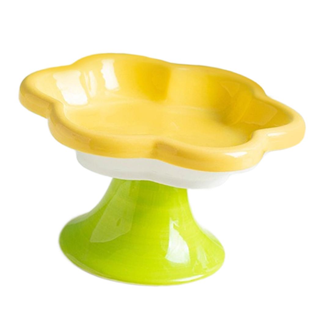 Керамическая миска для кошек на высокой ножке с дизайном в форме цветка для удобного приема пищи и предотвращения проливания, миска для кормления кошек