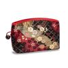 Kyoto Geibido Brocade Cosmetic Pouch Japanese Pattern Made In Japan Fan Face Nishijin-ori (Black Red)