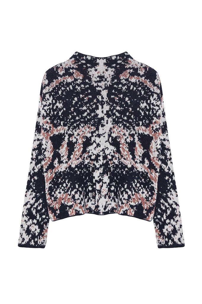 Женский модный стильный свитер с леопардовым рисунком и высоким воротником, трикотажный свитер