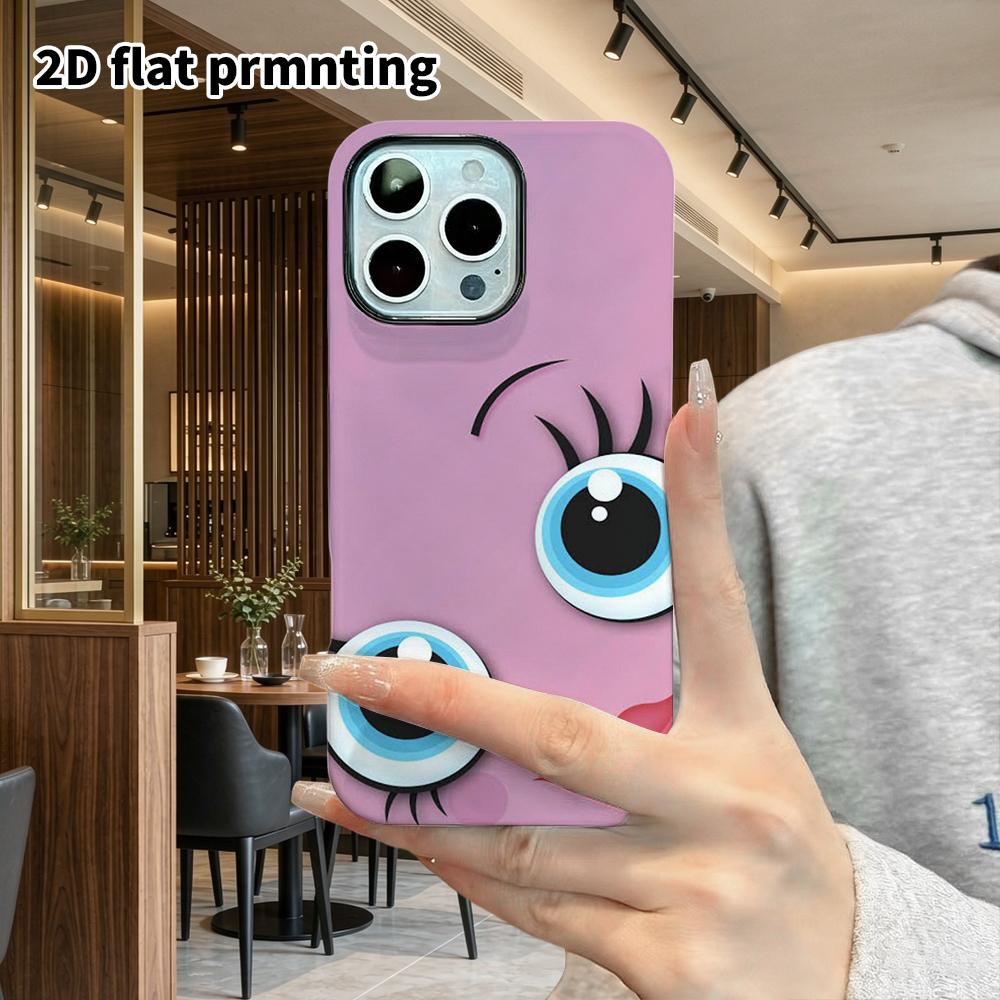 Phone Case: 2D flat design suitable for iPhone 18 17 16 15 14 13 Pro film protective case, couple style, cartoon big eyes, Christmas and Halloween gif