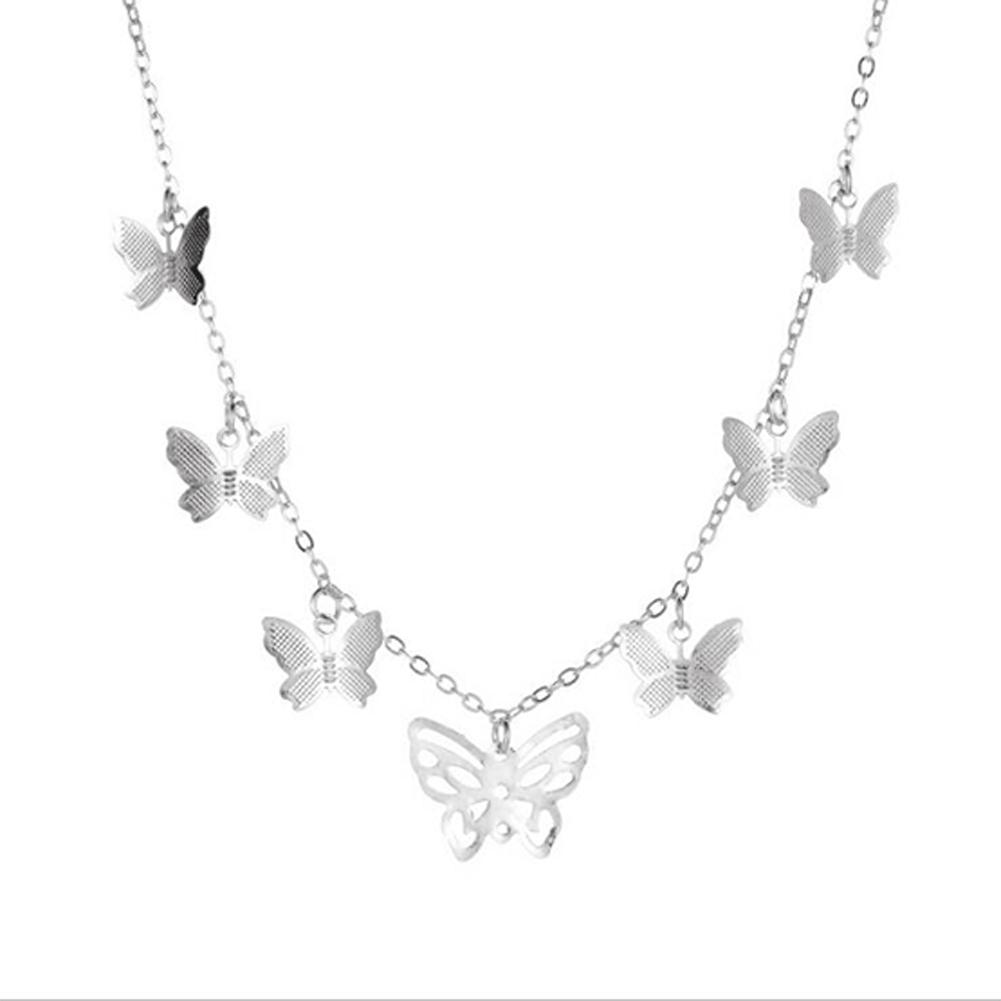 Women's Simple Personality Hollow Butterfly Necklace Fashion Multi-Layer Pendant Clavicle Chain