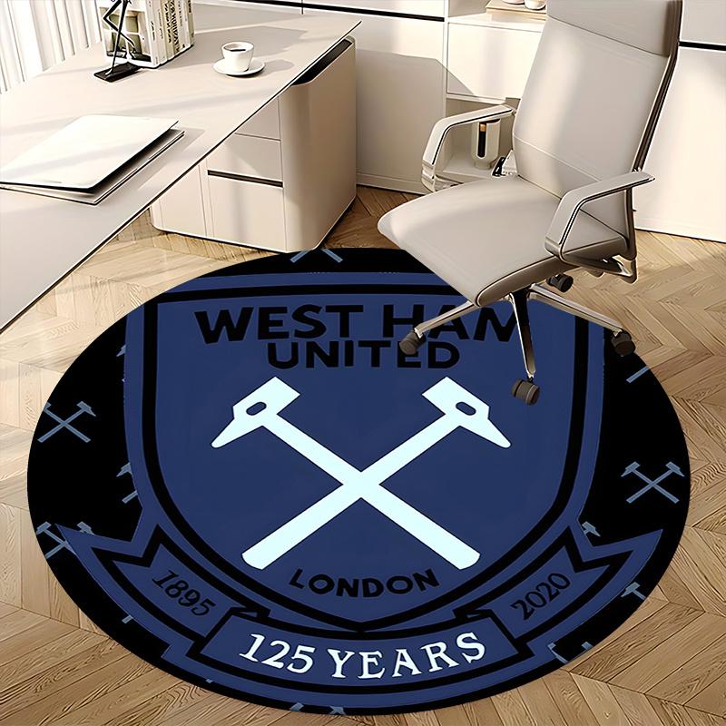 Коврик для стула West Ham United Круглый ковер-Ковер для офиса, Нескользящий, Подходит для декора гостиных, спален.1205029a