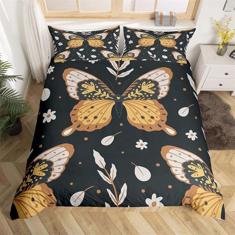 Комплект постельного белья Death Moth Queen Size Gothic Skull Boho, черно-белый декоративный мягкий комплект постельного белья с изображением скелета