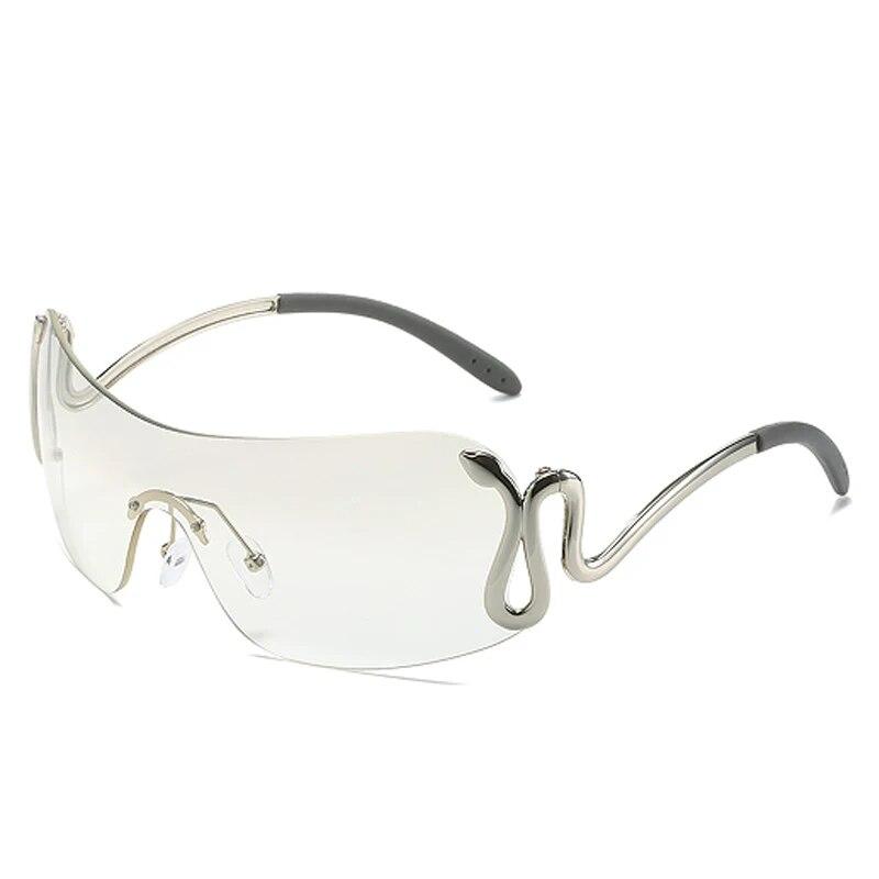 Солнцезащитные очки Conjoined Personality Animal Viper Y2k Convex Shape Metal Sunglasses