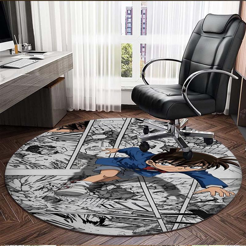 Detective Conan Print Round Rug, Washable Floor Carpet, For Entryway Dorm Laundry Room Office Study, Home Decor Birthday Christmas Gift