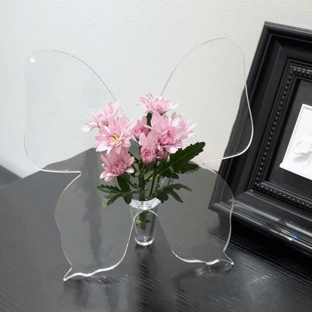 Acrylic Butterfly Acrylic Vase Transparent Desktop Ornament Hydroponic Flower Vase Banquet
