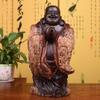 Black Sandalwood Carving Maitreya Buddha Root Carving Ornaments, Smoking Buddha Handicrafts, Home Entrance Decoration